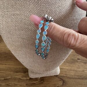 💜 Melinda Maria Isla Hoops 2" Silver|Blue Opal Retail  price$128.00